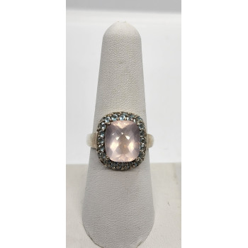 925 Sterling Silver Quartz & Zircon Ring Size 8