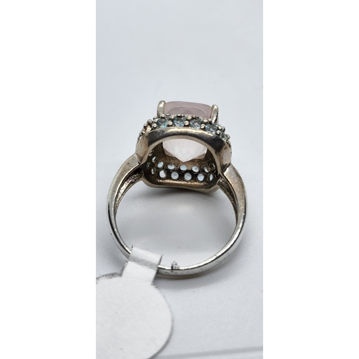 925 Sterling Silver Quartz & Zircon Ring Size 8