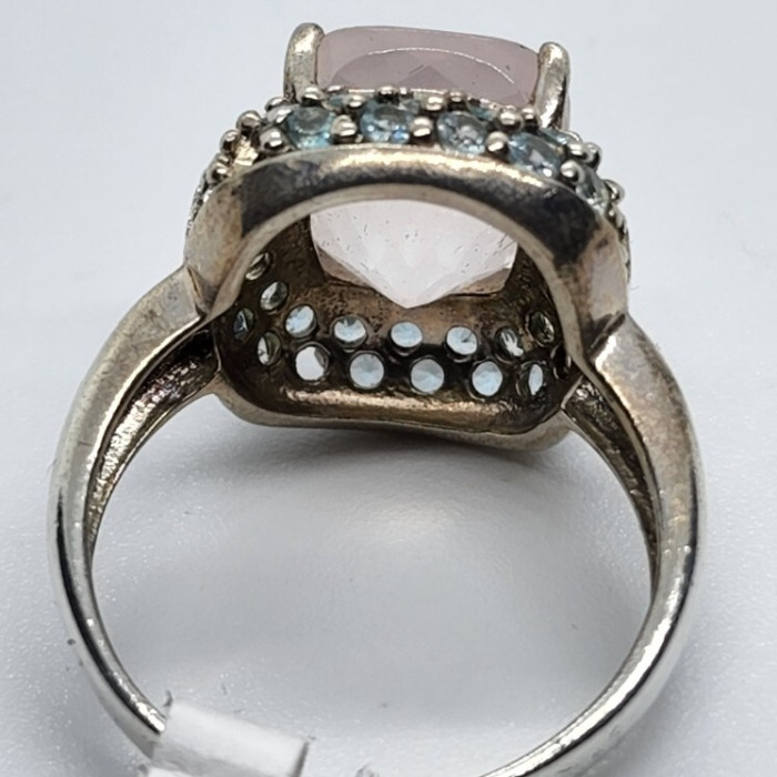 925 Sterling Silver Quartz & Zircon Ring Size 8