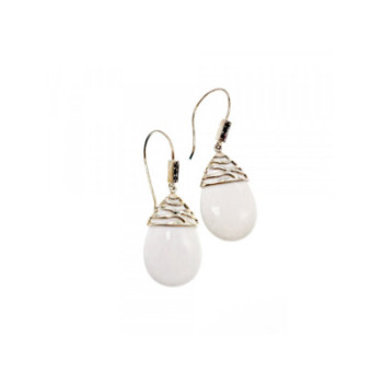 925 STERLING SILVER WHITE AGATE EARRINGS