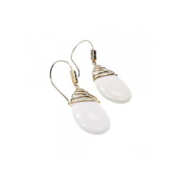 925 STERLING SILVER WHITE AGATE EARRINGS