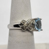 925 Sterling Silver With Topaz & Diamonds Ring Size 7