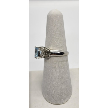 925 Sterling Silver With Topaz & Diamonds Ring Size 7