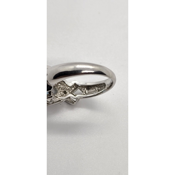 925 Sterling Silver With Topaz & Diamonds Ring Size 7