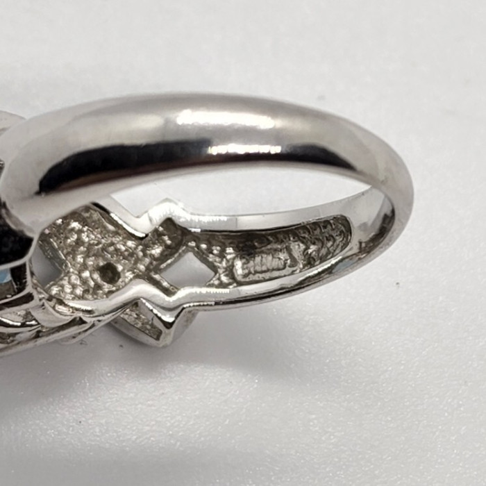 925 Sterling Silver With Topaz & Diamonds Ring Size 7
