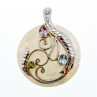925 Sterling Silver Topaz, Amethyst, Peridot, Mother OF Pearl Pendant