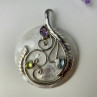 925 Sterling Silver Topaz, Amethyst, Peridot, Mother OF Pearl Pendant