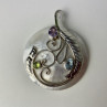 925 Sterling Silver Topaz, Amethyst, Peridot, Mother OF Pearl Pendant
