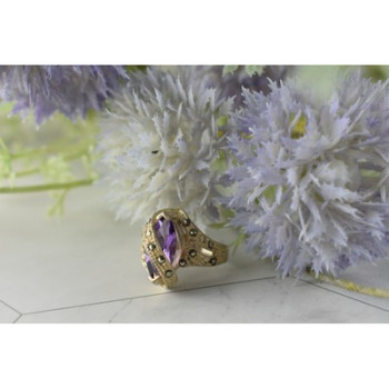 Vintage 925 Sterling Silver Purple Tourmaline & Marcasites Ring Size 6.75