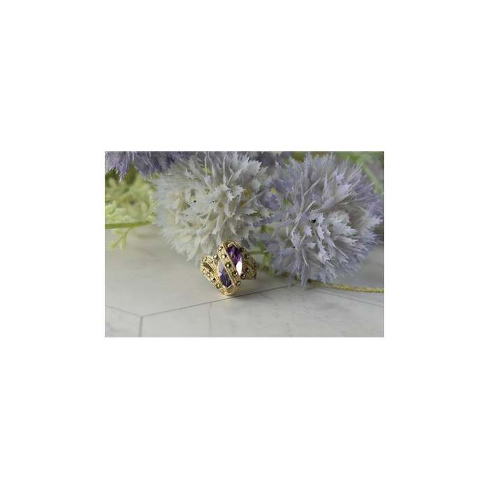 Vintage 925 Sterling Silver Purple Tourmaline & Marcasites Ring Size 6.75