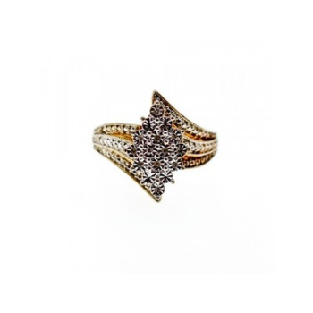 925 Sterling Silver Gold Plated CZ Ring Size 10