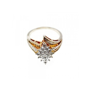 925 Sterling Silver Gold Plated CZ Ring Size 10