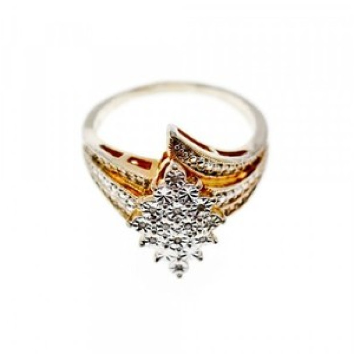 925 Sterling Silver Gold Plated CZ Ring Size 10
