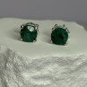 925 Sterling Silver Emerald Earrings Length 0.27 Inch