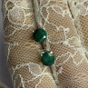925 Sterling Silver Emerald Earrings Length 0.27 Inch