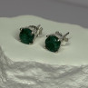 925 Sterling Silver Emerald Earrings Length 0.27 Inch