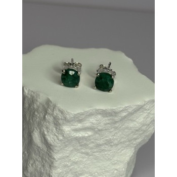 925 Sterling Silver Emerald Earrings Length 0.27 Inch