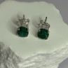 925 Sterling Silver Emerald Earrings Length 0.27 Inch