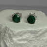 925 Sterling Silver Emerald Earrings Length 0.27 Inch