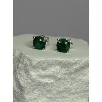 925 Sterling Silver Emerald Earrings Length 0.27 Inch