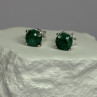 925 Sterling Silver Emerald Earrings Length 0.27 Inch