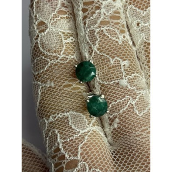 925 Sterling Silver Emerald Earrings Length 0.27 Inch