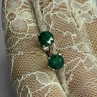 925 Sterling Silver Emerald Earrings Length 0.27 Inch