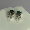 925 Sterling Silver Emerald Earrings Length 0.27 Inch
