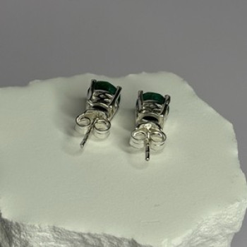 925 Sterling Silver Emerald Earrings Length 0.27 Inch
