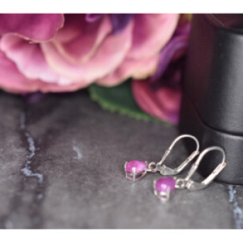 925 Sterling Silver Pink Spinel Earrings