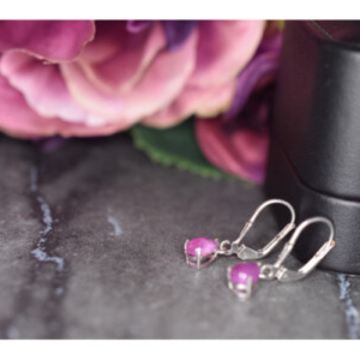 925 Sterling Silver Pink Spinel Earrings