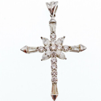 925 Sterling Silver CZ Cross Pendant