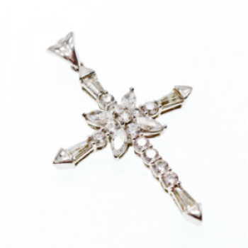 925 Sterling Silver CZ Cross Pendant