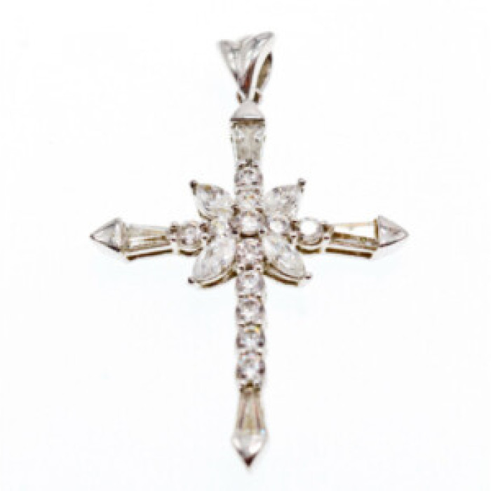 925 Sterling Silver CZ Cross Pendant