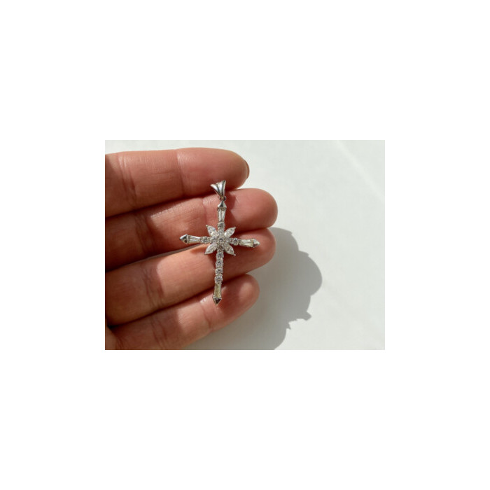 925 Sterling Silver CZ Cross Pendant