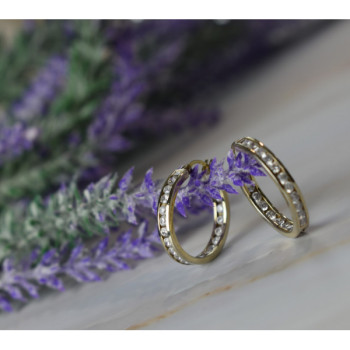 925 Sterling Silver Gold Plated CZ Earrings