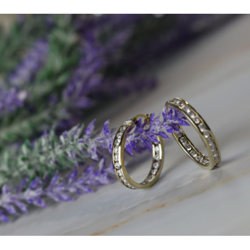925 Sterling Silver Gold Plated CZ Earrings