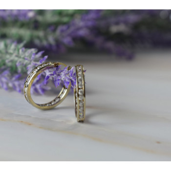 925 Sterling Silver Gold Plated CZ Earrings