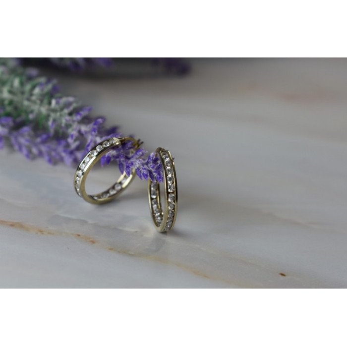 925 Sterling Silver Gold Plated CZ Earrings