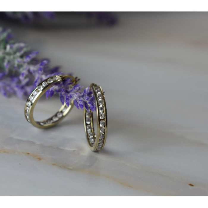 925 Sterling Silver Gold Plated CZ Earrings