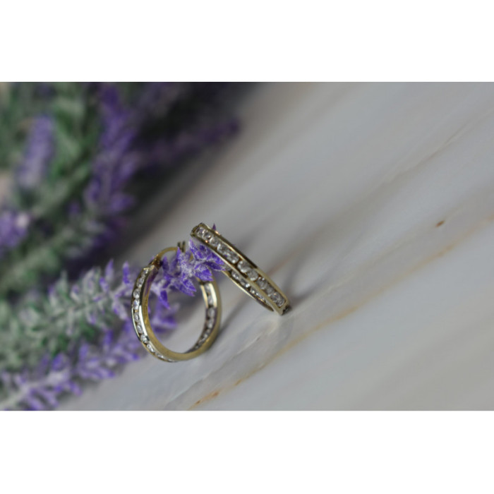 925 Sterling Silver Gold Plated CZ Earrings