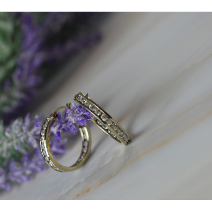 925 Sterling Silver Gold Plated CZ Earrings