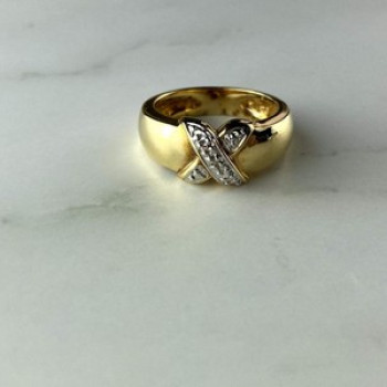 925 Sterling Silver Gold Plated Ring Size 5.5