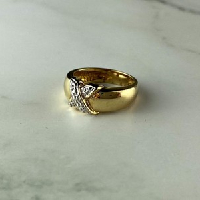 925 Sterling Silver Gold Plated Ring Size 5.5
