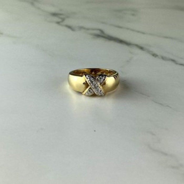 925 Sterling Silver Gold Plated Ring Size 5.5