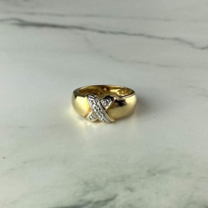 925 Sterling Silver Gold Plated Ring Size 5.5
