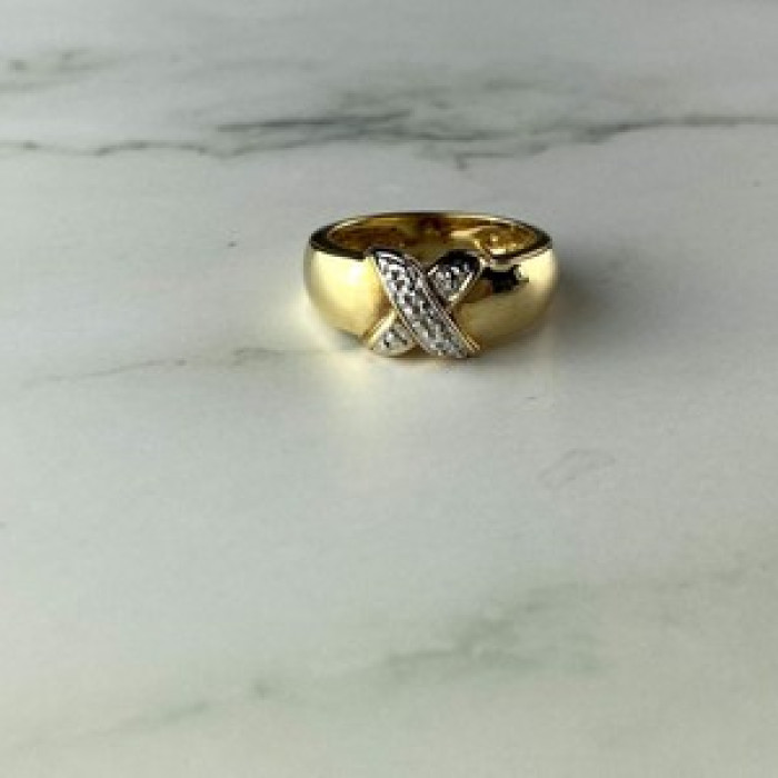925 Sterling Silver Gold Plated Ring Size 5.5