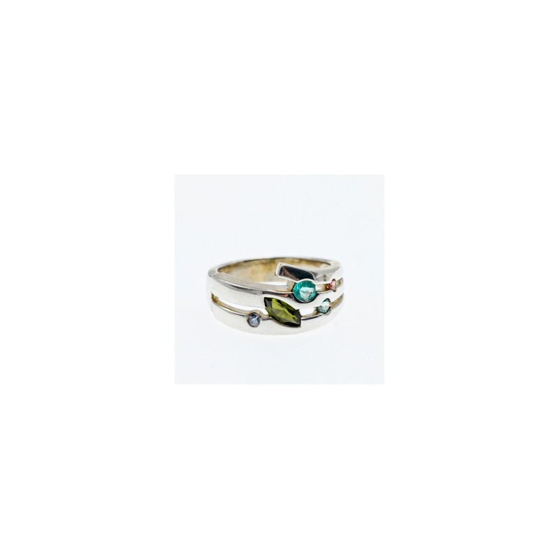 925 Sterling Silver Multicolor Spinel Ring Size 7
