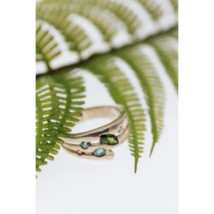 925 Sterling Silver Multicolor Spinel Ring Size 7