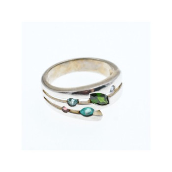 925 Sterling Silver Multicolor Spinel Ring Size 7